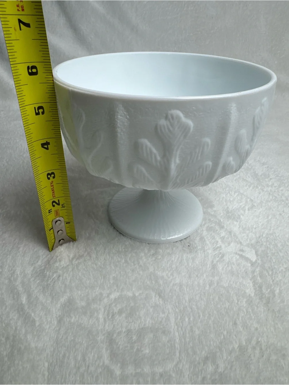 Vintage F.T.D. 1978 White Milk Glass Pedestal Compote Christmas Fir Pine Tree